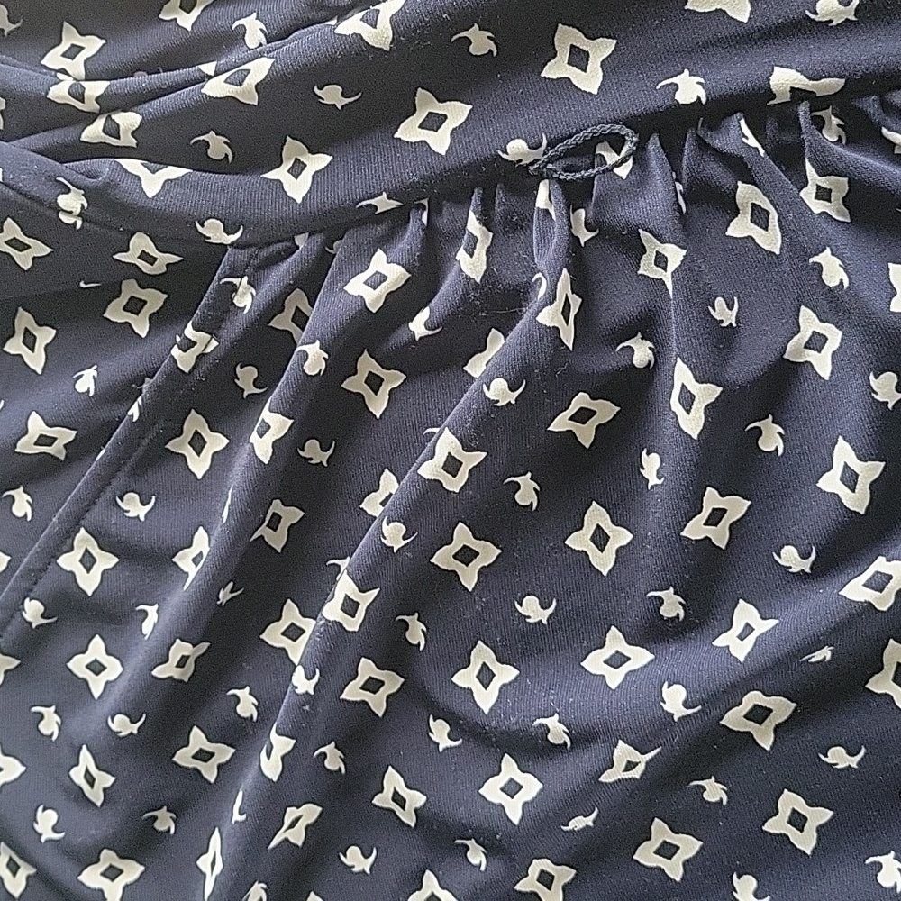LAUREN RALPH LAUREN RUCHED DRESS  XL  NAVY/WHITE - Picture 13 of 14